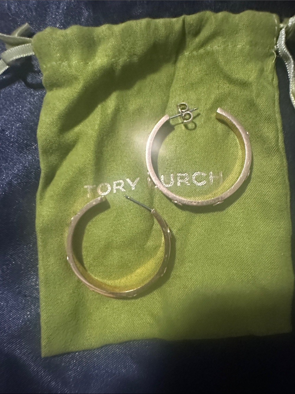 Tory Burch Brushed Gold-Tone Textured Hoop Earrings